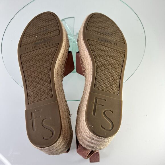 Franco Sarto Pellia Espadrille Wedge Pink Faux Suede Ankle Strap Sandal - Picture 6 of 6